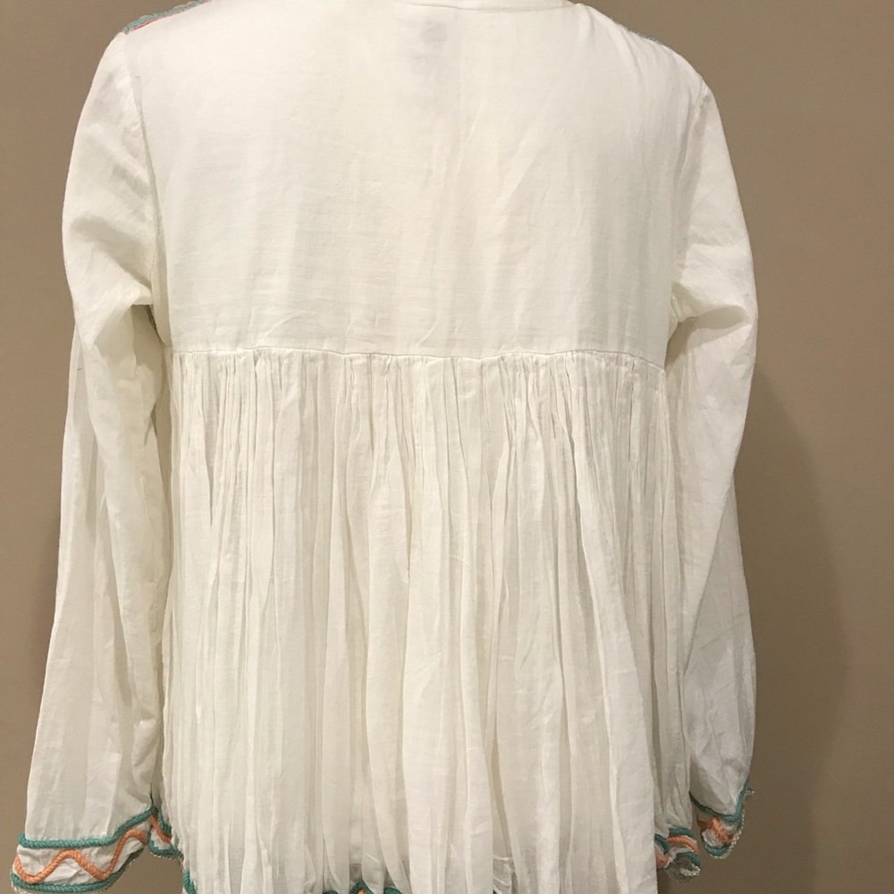 🌺🌺RAGA Woman’s 100% Thin Cotton Chest Pleated, Sleeves, Adorned Top, M - Picture 8 of 14